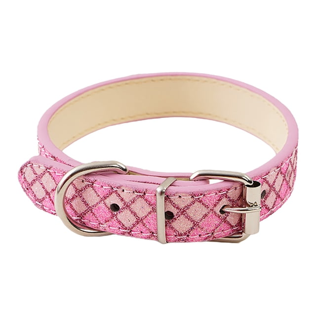Reflective Instagram Wind Leather Check Pet Collar for Cats and Small Dogs with Glowing Light Ring