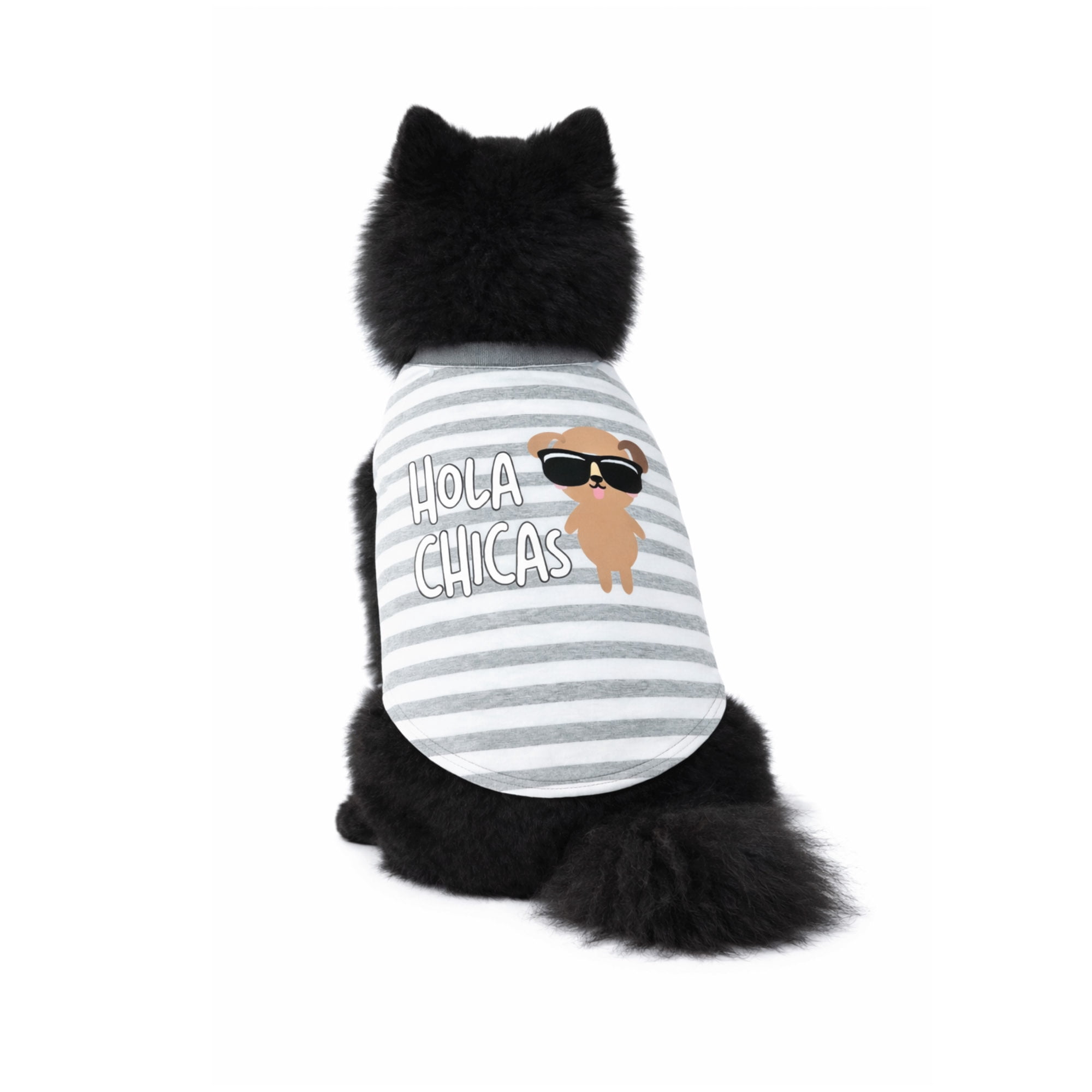 One Paw T-shirt pour chien, Hola Chicas Stripe, léger, gris