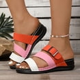 thumbnail image 2 of Mepaouo Womens Slide Sandals Arch Support Low Wedge Summer Beach Shoes Slip on Walking Slippers, 2 of 8