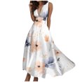 thumbnail image 1 of TJAZFJPA Robe Femme Mode Femme Printemps et Été Imprimée Sans Manches Col en V Fermeture Éclair Latérale Style Robe (5) Robes Femmes Fête Robe Noire à Nouer, 1 of 7