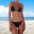 thumbnail image 2 of Kcodviy Women's New Sequin Bikini Mens String Bikini Triangle Color Bikini Swimsuit Bikini with Cover Up Set Mesh Bikini Trendy Bikini Hair Removal for Women, 2 of 4