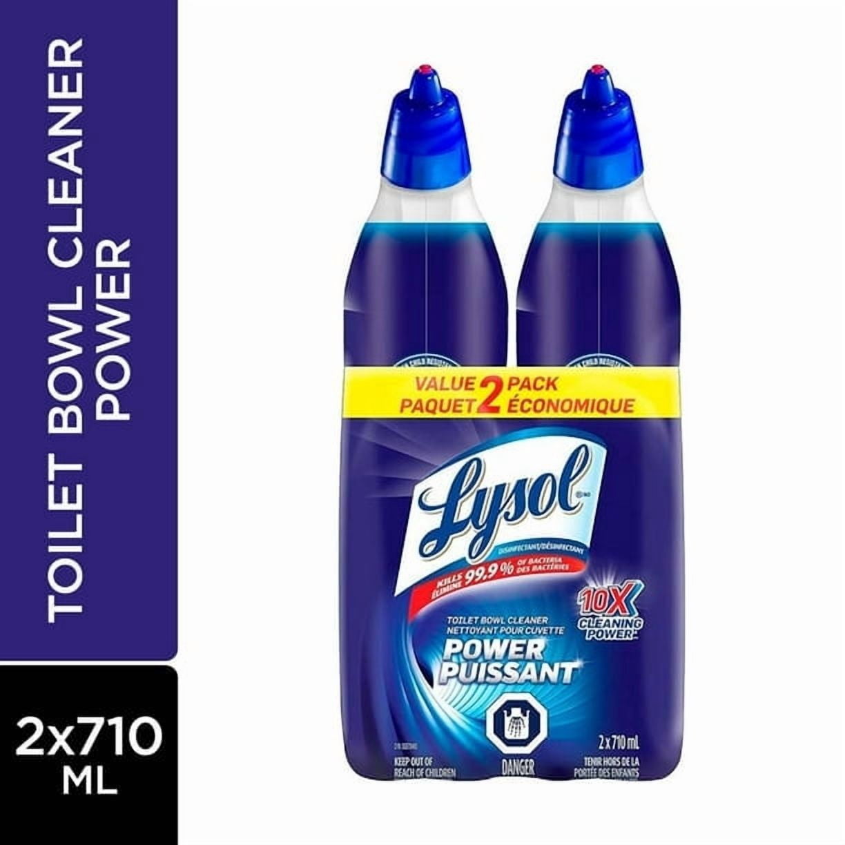 Lysol Nettoyant pour Salle de Bain - Nettoyant pour Cuvette de Toilette, Puissance, 2x710ML
