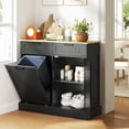 thumbnail image 2 of HOMCOM 10 Gallons Tilt Out Trash Cabinet, Kitchen Island w/ Drawers, Black, 2 of 10