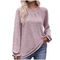 thumbnail image 1 of Pompotops T-shirt Ample à Manches Longues à Col Rond Uni pour Femme en Solde, 1 of 6