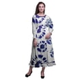 thumbnail image 1 of Bimba Robe Teinture sur Nœuds Femme à Manches Longues Smockée Col Rond à Volants Été Maxi-Petit, 1 of 5