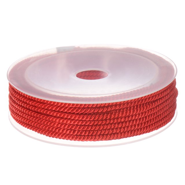 Unique Bargains Twisted Nylon Twine Thread Beading Cord 3mm 7M/23 Feet Extra Strong Braided Nylon String, Red