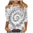 thumbnail image 2 of RXIRUCGD T-shirt à Col Rond Imprimé Mode 3/4 Manches pour Femme, Gris, Taille : M, 2 of 5