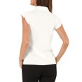 thumbnail image 3 of INSPIRE CHIC Women's Ruffle Bow Tie Chiffon Top Peter Pan Collar Button Down Shirts, 3 of 6