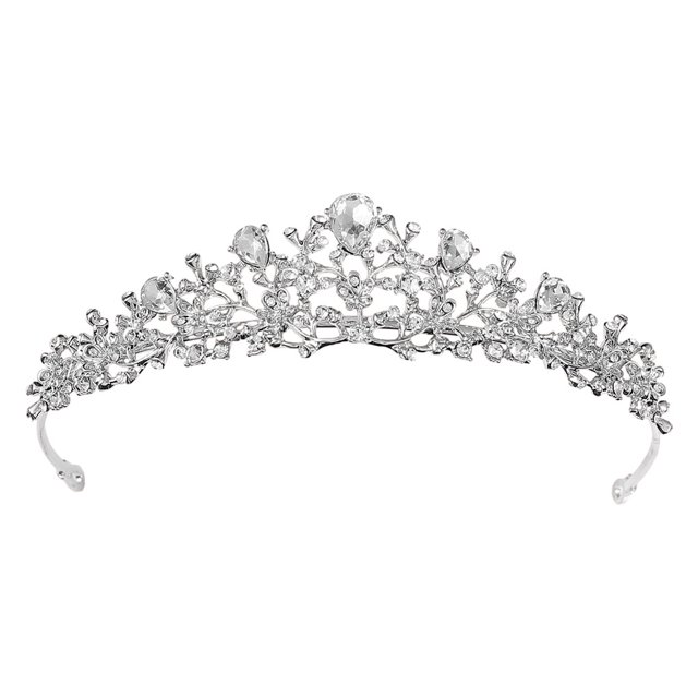 tredstone Exquisite Rhinestone Bridal Crown Retro Style For Elegance Retro Style Crystals Princesses Crown Silver