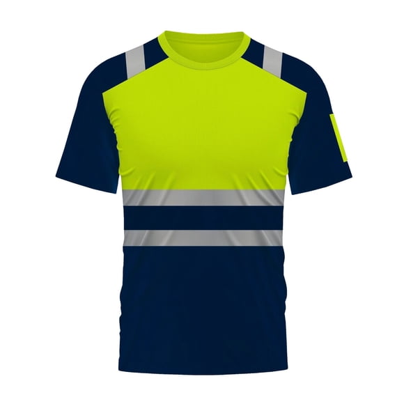 Safety Reflective High Visibility Shirt for Men Hi Vis Construction Work Shirts with Short Sleeve
