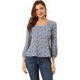 thumbnail image 1 of INSPIRE CHIC Blouse à Manches Longues à Encolure Carrée Florale pour Femmes avec Ceinture, 1 of 6