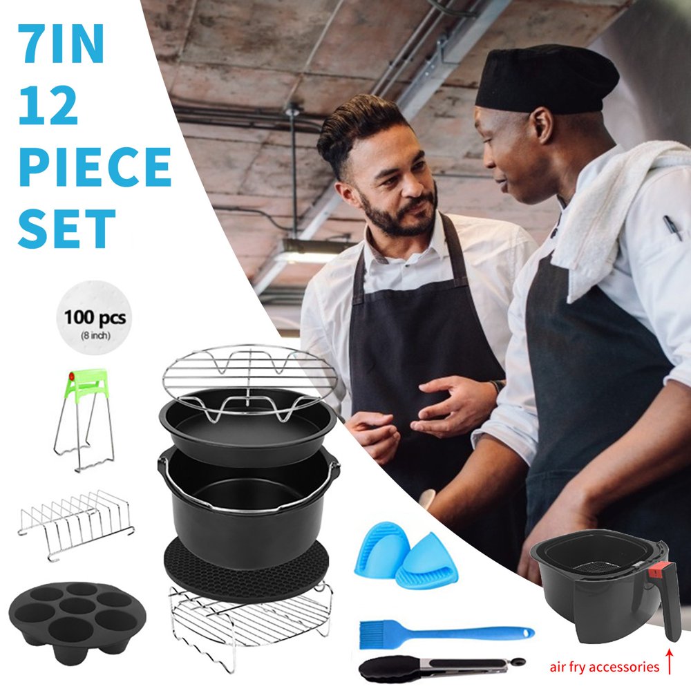 MesaSe 12PCS Air Fryer Accessories Kit Deep Hot Air Fryer with 7 Inch Cake Barrel