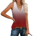 thumbnail image 2 of UPPADA Débardeurs d'Été pour Femmes à Col en V, à Lacets devant, T-Shirts, Chemises Sans Manches, Coupe Ample, Chemises Confortables, Tenues de Plage, Rouge, P, 2 of 8