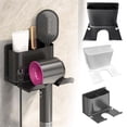 thumbnail image 3 of Hair Dryer Storage Rack Punch Bathroom Hair Dryer Storage Bracket Bathroom Wall Mounted Hair Drying Mat Dish Rack Color over Dish Drainer Space Saving Dish Drying Rack Dish Brush with Holder, 3 of 3