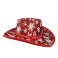 thumbnail image 1 of Snowflake Pattern Fedora Hat Cowboy Hat with Roll Brim Western Jazz Hat, 1 of 3