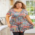 thumbnail image 4 of Tunique Grande Taille pour Femmes Manches Courtes Roses Vertes Hauts 3X Col Rond Vêtements Été Fluide Vêtements de Maternité Chemise, 4 of 6