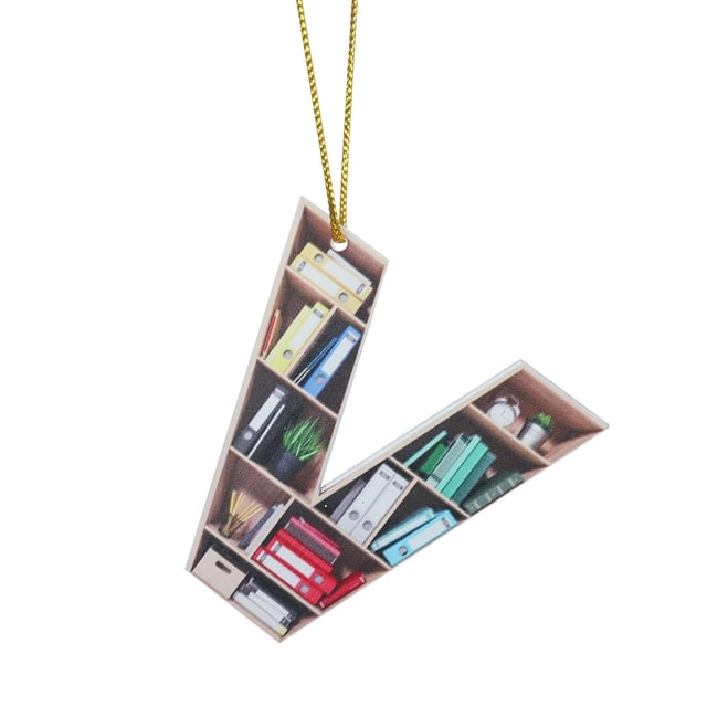 Book Lovers Heart Shaped Bookshelf Pendant Acrylic Ornament