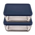 thumbnail image 1 of Anchor Hocking 4pk  4 3/4 cup Square Glass Food Storage Set with Navy lids, 1 of 1