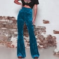 thumbnail image 4 of AherBiu Women's High Waisted Velour Bell Bottom Pants, Solid Color, Small US: 4, 4 of 7