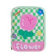 thumbnail image 1 of Girl Cartoon PU Checkerboard Pattern Tablet Case Zipper Clutch (Black), 1 of 8