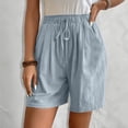 thumbnail image 4 of Women's Elastic Waist Knee Length Casual Cotton Shorts with Drawstring, 4 of 9