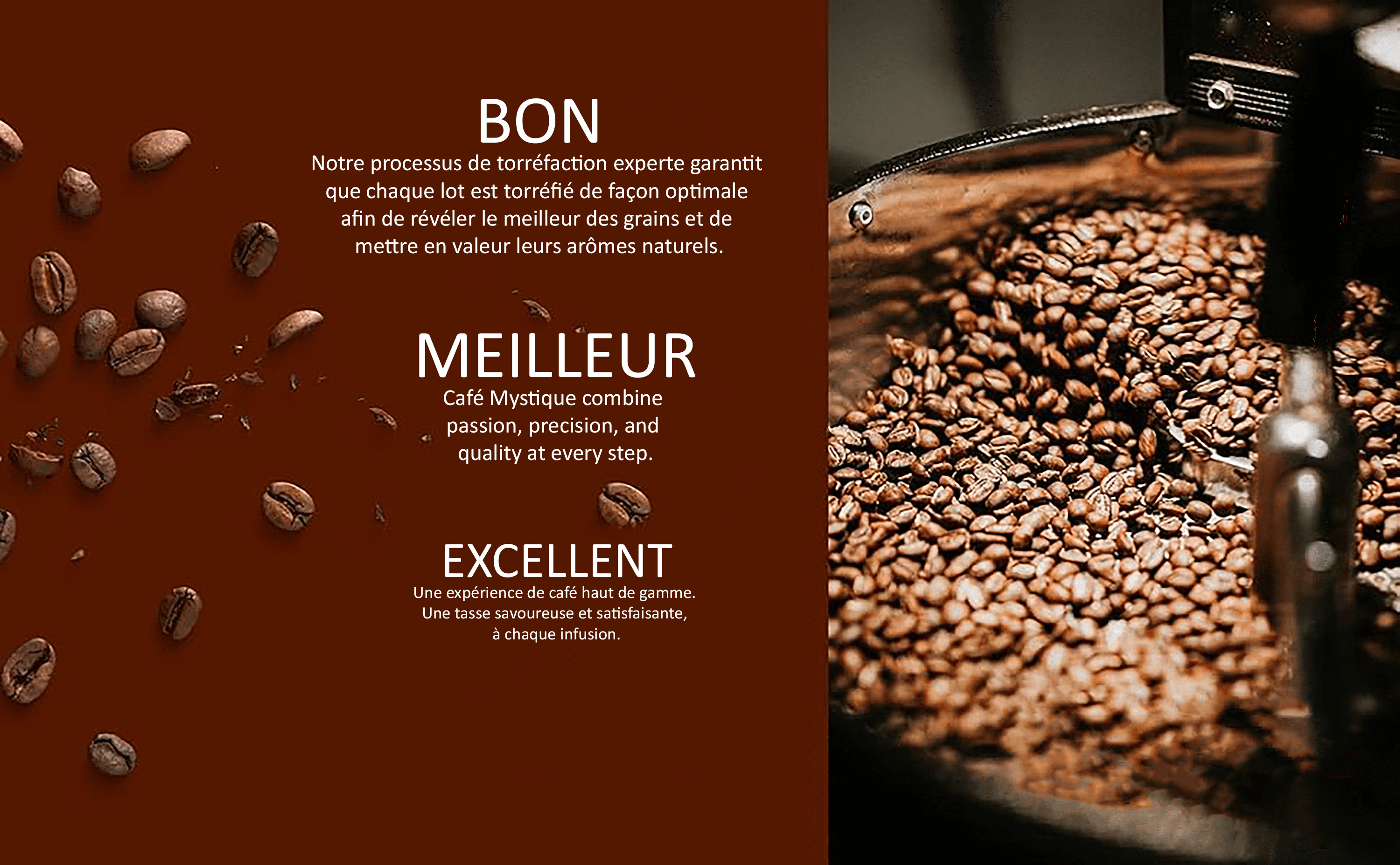 Mystique Coffee, LE RÉVEIL MATIN, Blend, Dark Roast, Whole Bean Coffee 100% Arabica, Specialty Grade, Fair Trade & Organic, Beans, 454g