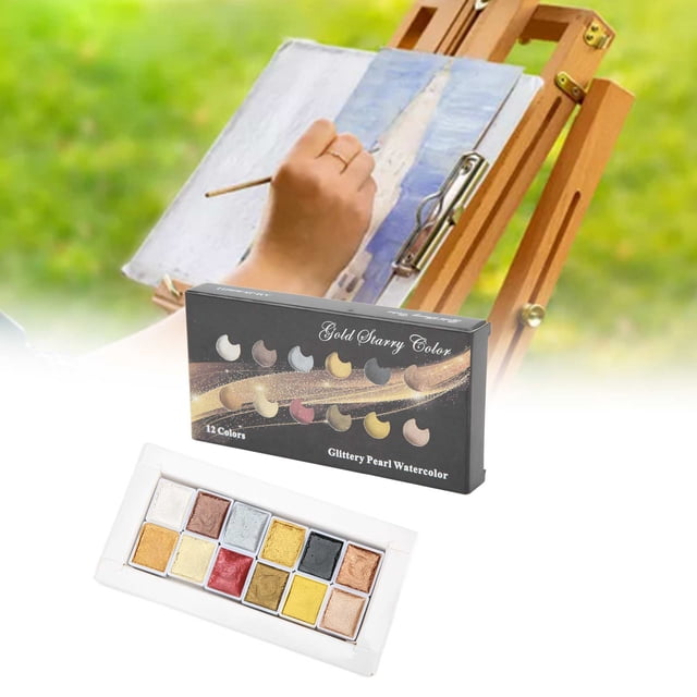 Metal Colour Watercolor Paint, Solid Watercolor Paint Metallic Color System for Coloring Writing for Painting Manicure