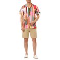 thumbnail image 2 of INSPIRE CHIC Chemises à Rayures pour Hommes à Manches Courtes, Boutonnées, Chemise Hawaïenne Imprimée S Rose Rouge, 2 of 6