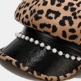 thumbnail image 4 of LinYooLi Chapeau Militaire Léopard Mode pour Femmes Printemps Automne Chapeaux Marins Bérets Plats Perles Voyage Octogonal Extérieur, 4 of 6