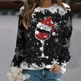 thumbnail image 2 of Pisexur Hauts de Noël pour Femmes Décontractés pour les Fêtes T-Shirts Imprimés Verre de Vin Rouge Col Rond Manches Longues Chemises Blouses Mode Automne Chandails à Enfiler, 2 of 4