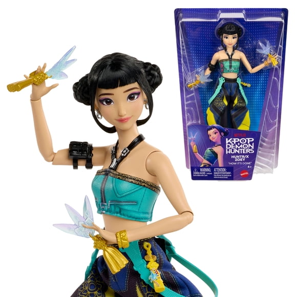 Poupée mode Zoey de HUNTR/X KPop Demon Hunters, tenue amovible avec accessoires thématiques du film