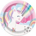 thumbnail image 1 of Unique Industries' Pink Rainbow Unicorn Round 9" Paper Plates, 8ct, 1 of 2