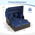 thumbnail image 3 of Costway Patio Rattan Daybed Lounge Retractable Top Canopy Side Tables Cushions Beige Mix Brown + Navy, 3 of 10