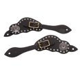 thumbnail image 2 of 1Pair Éperon Cuir Strass Western Style Vintage Cheval Équipement de Protection pour Extérieur Noir, 2 of 12