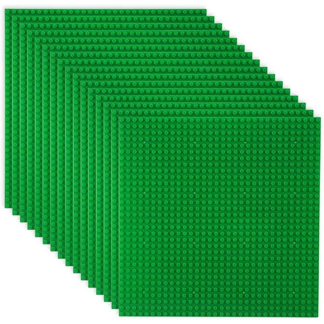 Classic Baseplates Building Plates for Building Bricks 100% Compatible with All Major Brands-Baseplate, 10" x 10", Pack of 16 (Green)