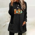 thumbnail image 1 of Blouses pour Femmes, Col Rond et Hiver, Imprimé Ample, Poche, Chaud, Manches Longues, Hauts pour Dames en Liquidation, 1 of 4