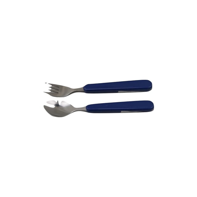 Mainstays Kids Ensemble de Couverts pour Enfants - une Fourchette et une Cuillère - Bleu, avec Têtes en Acier Inoxydable et Poignées en ABS Bleues Durables Sans BPA, Format Enfant pour un Usage Indépendant Confortable, Va au Lave-Vaisselle, Convient aux Repas Quotidiens et aux Repas à l'Extérieur.