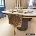 thumbnail image 3 of Le HomeCentric Chemin de Table décoratif Damas 14 x 60 po Zardozi et pompons - Ou Lin, 3 of 10