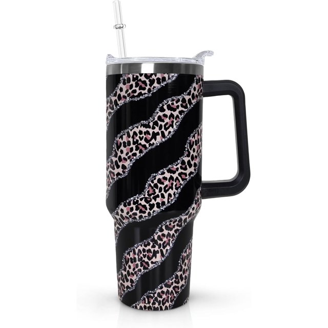 Gobelet 40 Oz avec Poignée et Paille Isolé Double Paroi en Acier Inoxydable Tasse de Voyage Boîte Cadeau Gobelet Réutilisable Tasse de Café de Voyage pour Bureau Tasse de Bière Isolée Portable pour Boissons Chaudes et Froides