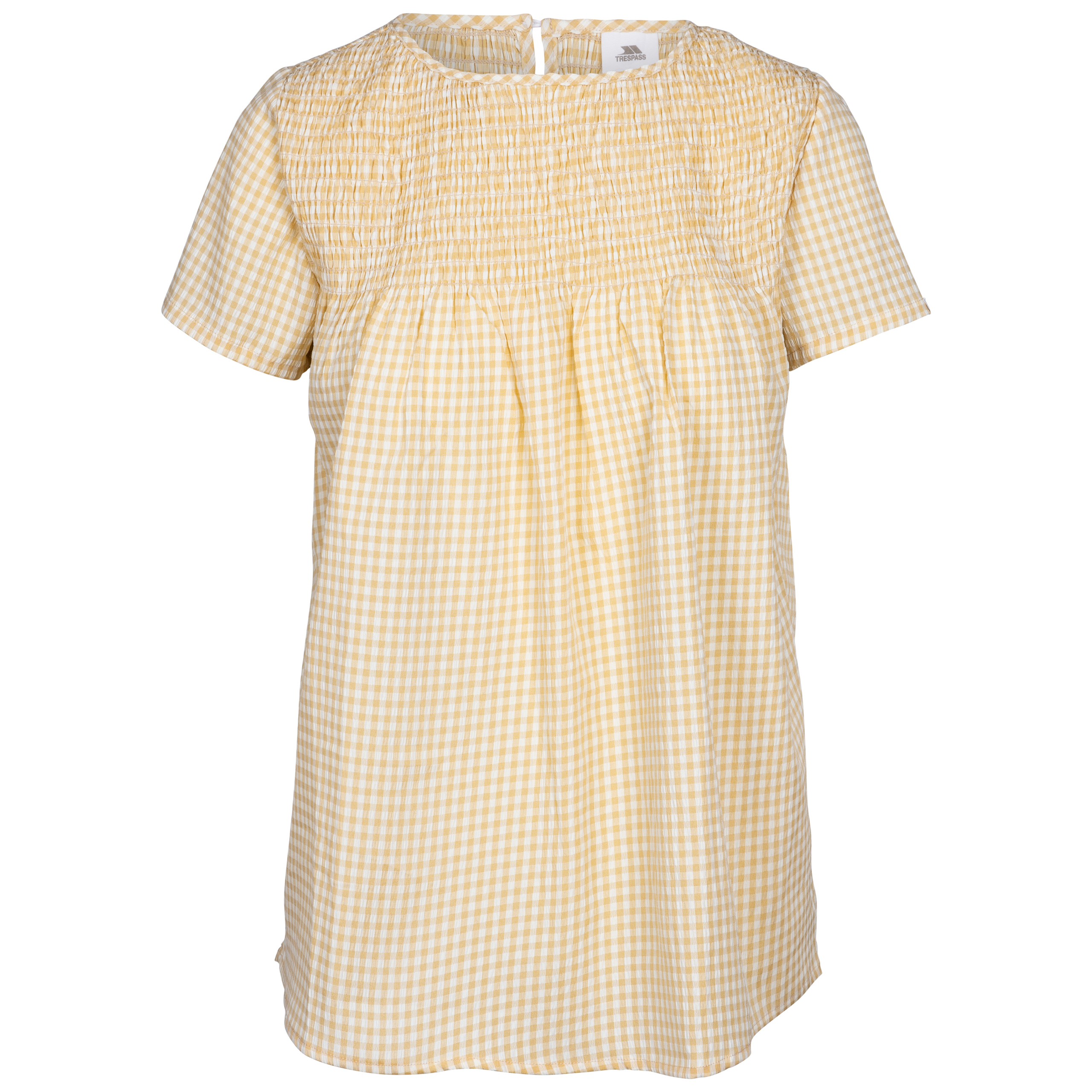 Trespass Womens Floaty Smock Shirred Gingham Top Keyhole Back Fastening Candice