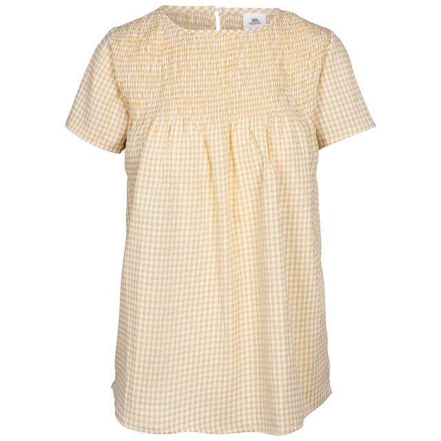 Trespass Womens Floaty Smock Shirred Gingham Top Keyhole Back Fastening Candice