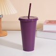 thumbnail image 1 of Assorted solid color reusable 710ml 24oz plastic cup cold cup coloured cup takeaway straw cup glasses with straw and lid, 1 of 5