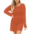 thumbnail image 4 of cfhntfmh Robes de Plage pour Femmes Été Mode Ajourée Couvre-Maillot U.S Douce à Manches Longues Col Ras du Cou Robe Mini Tricotée, 4 of 4