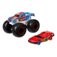 thumbnail image 1 of Hot Wheels Monster Trucks 1:64 Race Ace 2-Pack Vehicles, 1 of 5