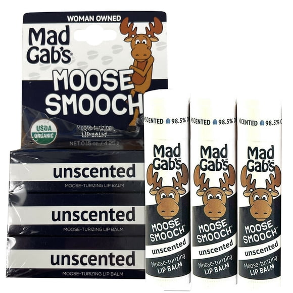 Mad Gab's Natural & Organic Unscented Lip Balm Sticks Gift Set 3-Pack