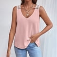 thumbnail image 2 of Birdeem Mode Femmes Décontracté Col en V Sans Manches Dentelle T-Shirt Uni Blouse, 2 of 12