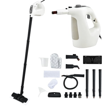 Costway Vadrouille Nettoyeur à Vapeur Pressurisée Polyvalente 1400W avec 17 Pcs d'Accessoires Gris
