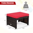 thumbnail image 2 of Patiojoy 2 PCS Outdoor Wicker Ottoman Patio Rattan Furniture Metal Footrest Seat Square Footstool with Cushion Red, 2 of 8