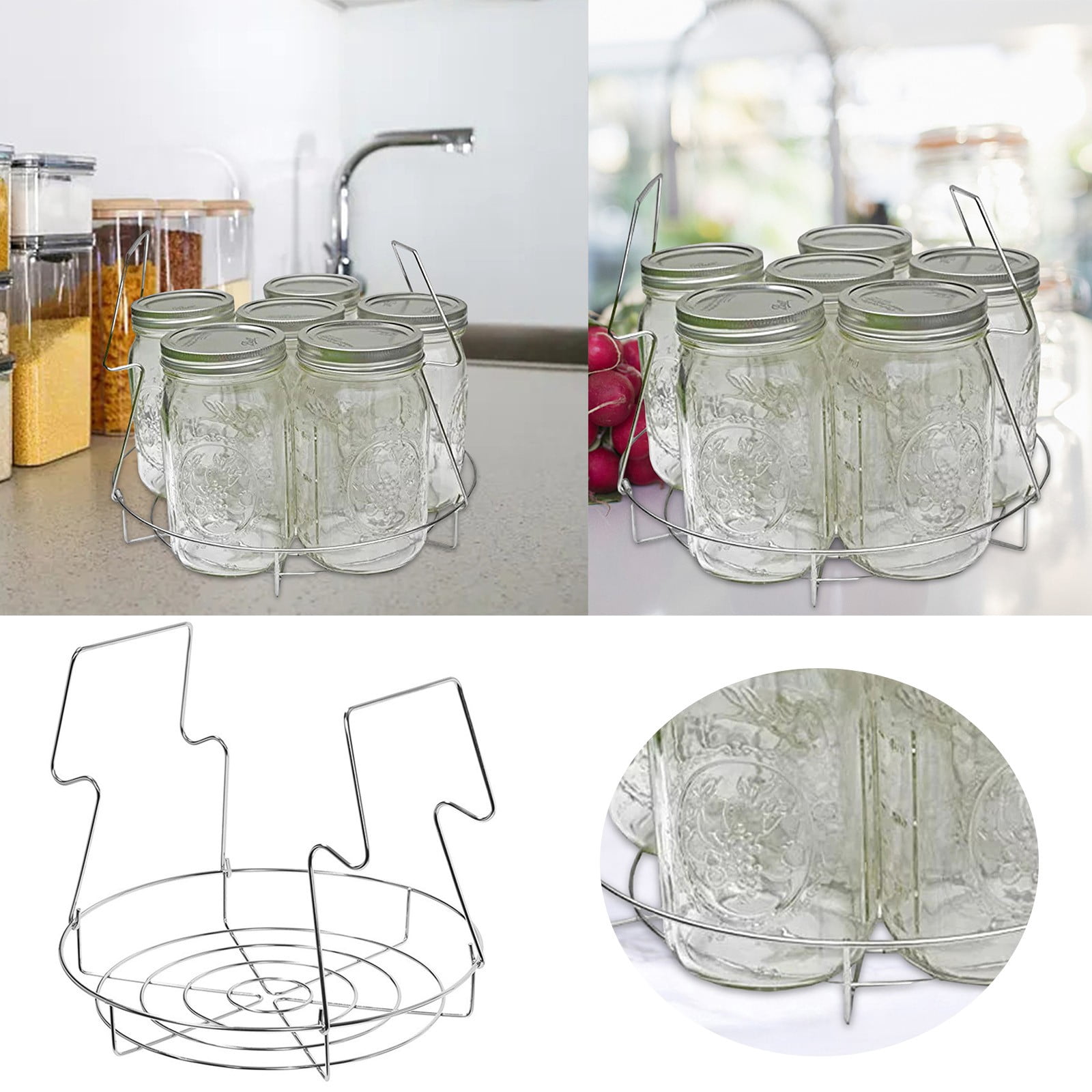 SHAGUOZHOU Canner Rack Stainless Steel Canning Rack Stainless Steel Canning Rack Scalding Foldable Steel Handles Rack Mighty Clips Fridge Clip Bag Clips Metal Bag Clips Heavy Duty Wide Chip Clips