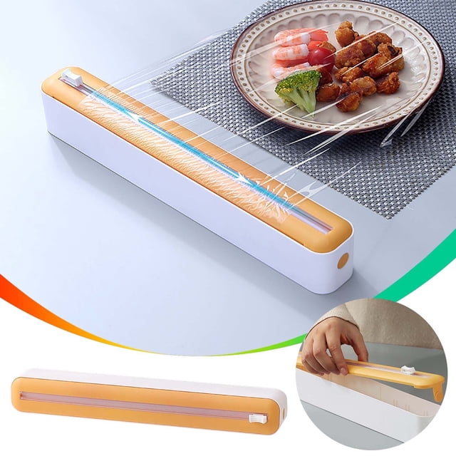 TACILIP Plastic Film Cutter Household Kitchen Magnetic Suction Divider Adjustable Storage Cutter Plastic Film Cutting Box, Birthday Gifts